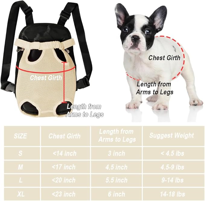 FEimaX Dog Carrier Backpack Pet Legs Out Front Cat Travel Bag, Adjustable Puppy Backpacks Carriers Hands-Free for Small Medium Dogs Cats Hiking Traveling Camping Daily Walking-PurrikoPets