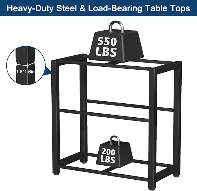 20-29 Gallon Aquarium Stand with Power Outlet & 2 Storage Drawers, Heavy Duty Metal Frame Fish Tank Stand with Waterproof Mat, 30.7" L*15.7" W Tabletop, 550LBS Capacity, Black-PurrikoPets