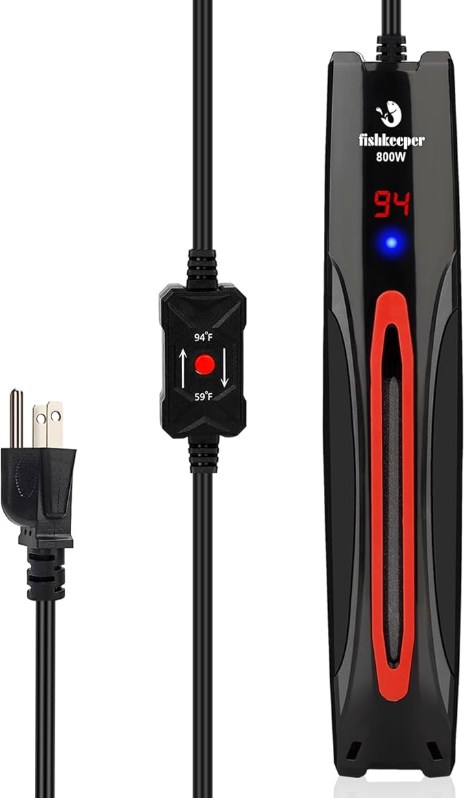 fishkeeper 800W Submersible Aquarium Heater for 80-220 Gal Fish Tanks (Run-Dry/Overheat/Low-Temp Protection)(Precision Electronic Smart Thermostat)(Adjustable Temperature) Ultra-Safe Fish Tank Heater-PurrikoPets