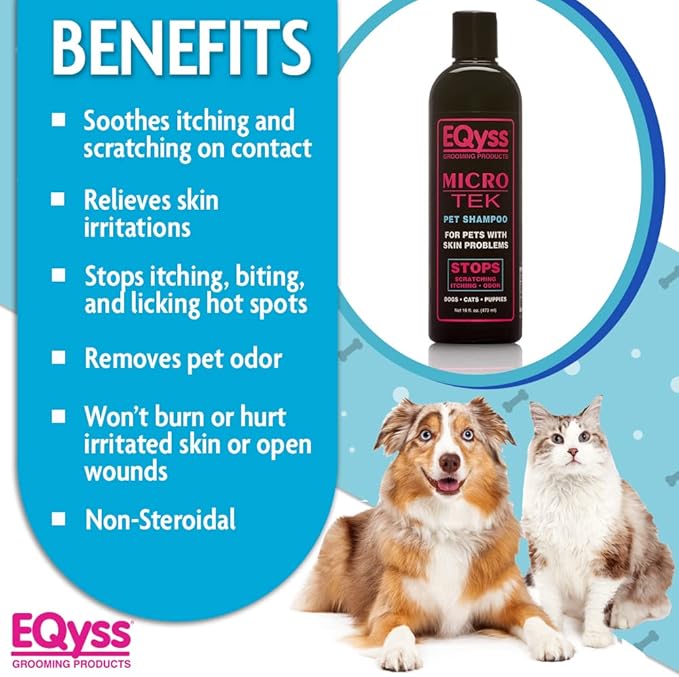 EQyss Micro-Tek Pet Shampoo (16 Ounce) - Stops Scratching, Itching, Biting, or Licking Hot Spots-PurrikoPets