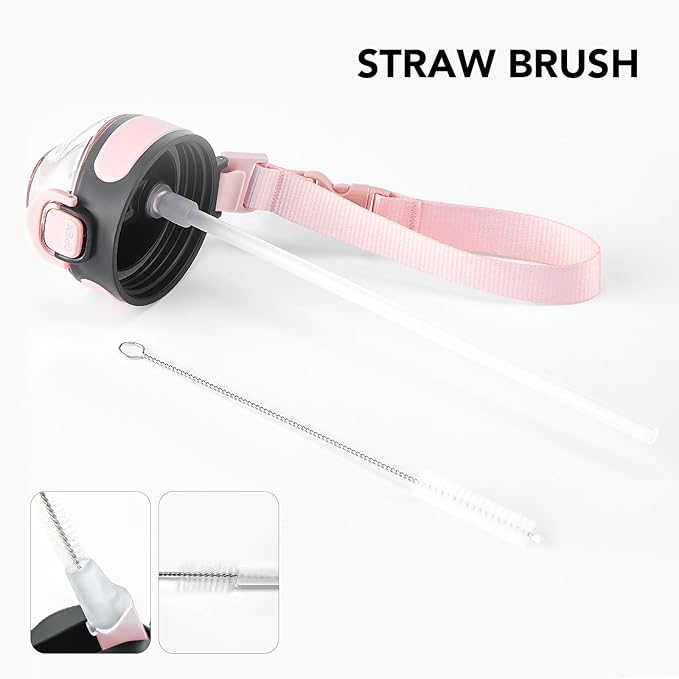 Enerbone 24 oz Insulated Water Bottle, Stainless Steel Bottle with Carrying Strap, Double-Wall Vacuum Insulation Design, Leakproof Sports Bottle with Straw, Keep Drinks Cold or Hot for Hours-PurrikoPets