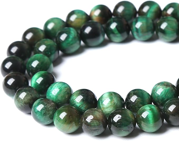 Natural Green Tiger Eye Beads Stone Round Loose Beads Energy Gemstone Healing Power for Jewelry Making 1 Strand 6mm 60pcs 15"