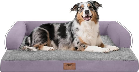 Extra Large Dog Bed-Orthopedic Waterproof XL Dog Bed for XLarge Extra Big Dogs - Foam Couch Sofa Washable with Removable Cover-Purple-PurrikoPets