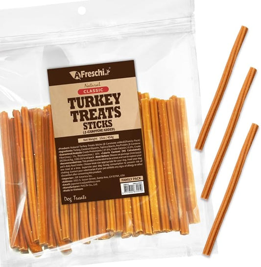 Afreschi Turkey β-Carotene Stick Dog Treats – 16 oz, USA-Sourced Trukey, All-Natural, Hypoallergenic, Low-Fat, Healthy & Easily Digestible, Puppy & Training Snack-PurrikoPets