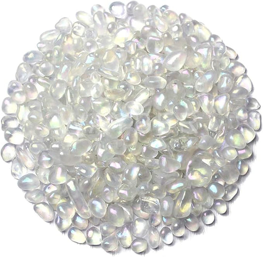 1Lb/460g Irregular Sea Glass Stones Artificial Crystal Gem Pebbles for Aquarium/Turtle Tank/Terrarium/Flowerpot/Vase Landscape Ornament Decoration, Hyun White-PurrikoPets