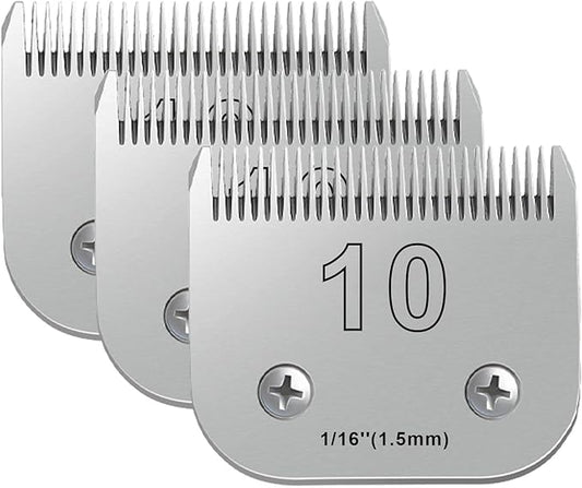 3PCS 10 Blades Dog Grooming Blades Compatible with Andis,Oster A5,Wahl km10 Dog Clippers,Size-#10, 1/16-Inch Cut Length (3pcs #10 (1.5mm))-PurrikoPets