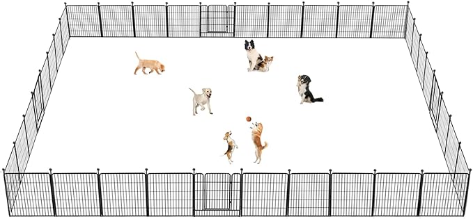 Dog Playpen 32 inch 30 Panels Indoor Outdoor Dog Pen for Medium/Small Dogs Heavy Duty Metal Dog Fence Outdoor for Yard, Puppy Playpen with Door Portable Pet Fence for RV Camping Yard-PurrikoPets