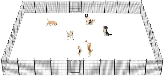 Dog Playpen 32 inch 36 Panels Indoor Outdoor Dog Pen for Medium/Small Dogs Heavy Duty Metal Dog Fence Outdoor for Yard, Puppy Playpen with Door Portable Pet Fence for RV Camping Yard-PurrikoPets