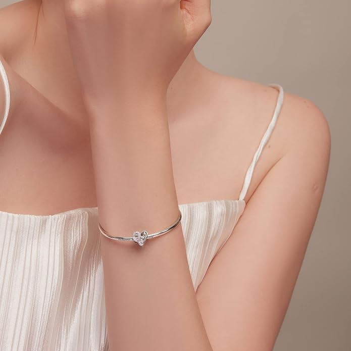 VOROCO 925 Sterling Silver mom Charm for Bracelets Necklaces pendant Charms,Infinity Love Heart Charms for Mother Birthday Christmas day Jewelry Gifts