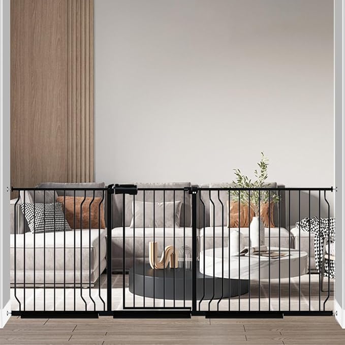 Fairy Baby Extra Wide Baby Gate 81.1-85.8 Inch Wide, Walk Through Pressure Mounted No Drill, Long and Large Tension Dog Gate for Pet and Kids-PurrikoPets
