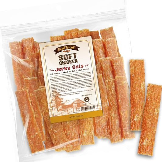 Gootoe Soft Chicken Jerky Cuts 1 lb, Dog Treats, All Natural, Hypoallergenic & Grain-Free, High-Protein, Healthy & Easily Digestible, Soft Texture, Resealable-PurrikoPets