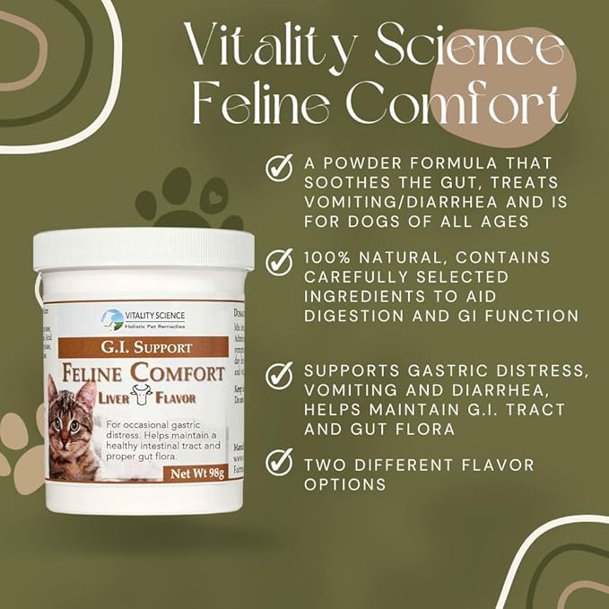 Feline Comfort for Cats | Maintains a Healthy Intestinal Tract and Proper Gut Flora | Restores Gastric Stability | for Vomiting and Diarrhea | 100% Additive Free (Seafood, 98g)-PurrikoPets