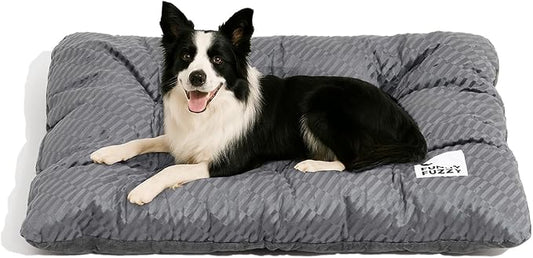 FUNNY FUZZY Washable XL Dog Crate Bed for Extral Large Dogs,Reversible Plush Flat Dog Bed Mat, Pillows,Soft Comfy Kennel Pad,Pet Sleeping Mattress,Pet Cushion,42" × 28", Charcoal Grey-PurrikoPets