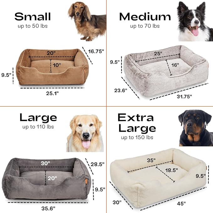 FUZI Luxury Aesthetic Dog Bed with Extra Cover for Small Dogs, Washable Pet Couch, Pet Bed with Sides, Non-Slip Bottom, Soft & Durable Calming Dog Bed, Faux Rabbit Fur, Small 25.1x16.75x9.5 Soft White-PurrikoPets