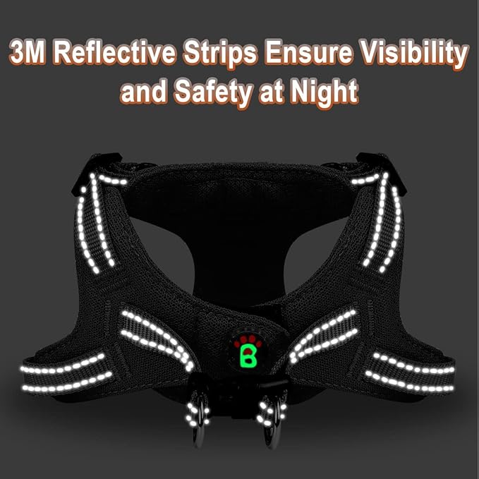 Dog Harness Step in Dog Vest Harness, Reflective Adjustable Puppy No Pull Harness Breathable Soft for Small and Medium Dogs Cats, Black, XXS-PurrikoPets