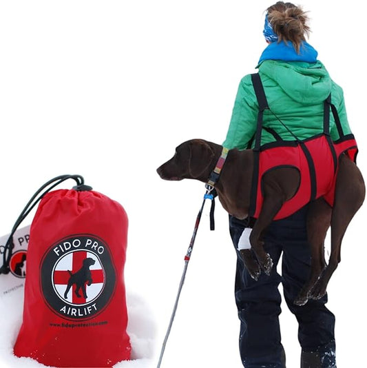 Fido Pro Airlift Emergency Dog Rescue Sling - Lightweight, Packable Dog Sling for Extra Large Dogs with 8-Point Support System for Safe Transport - Ideal for Hiking, Skiing - Fits Dogs 70-160 lbs-PurrikoPets