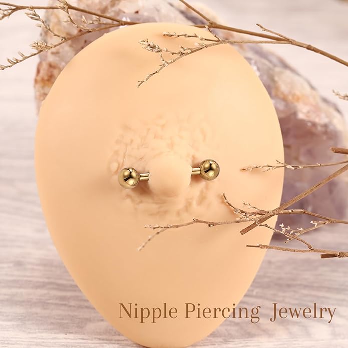 AROWRO Nipple Piercing Jewelry G23 Titanium Nipple Rings Tongue Rings Nipple Bar 14G Internally Threaded Straight Barbells Bridge Piercing Jewelry 12mm-20mm