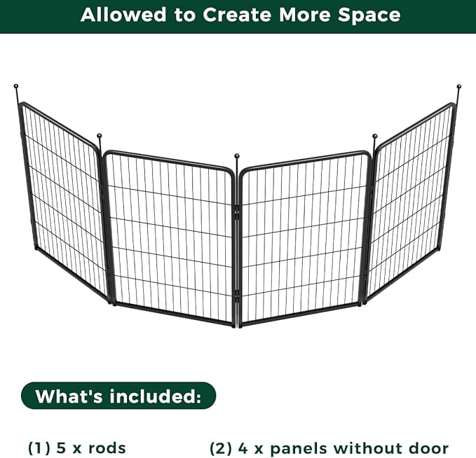 FXW Rollick Unleashed Dog Playpen for Indoor, Yard, RV Camping, 40 inch 4 Panels for Medium and Large Dogs, Black│Patented-PurrikoPets