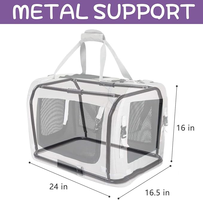 Extra Large Cat Carrier Soft Sided, Portable Small Dog Carrier for 2 Cats, 24"x16.5"x16" Car Travel Folding Comfortable Design, Purple-PurrikoPets