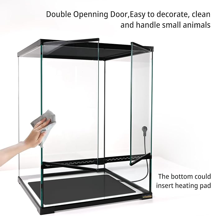 30 Gallon Tall Reptile Glass Tank Terrarium 18"x18"x24" Large Habitat Enclosure for Gecko,Lizard,Chameleon,Frog,Snake,No Install Needed and Come with Tank Background-PurrikoPets