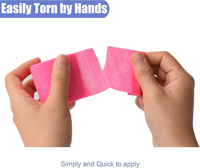9 Pack 2" x 5 Yards Self Adhesive Bandage Wrap Self Stick Wrap for Ankle, Wrist, Finger, Sports, Breathable Cohesive Vet Tape for Pets (Pink)-PurrikoPets