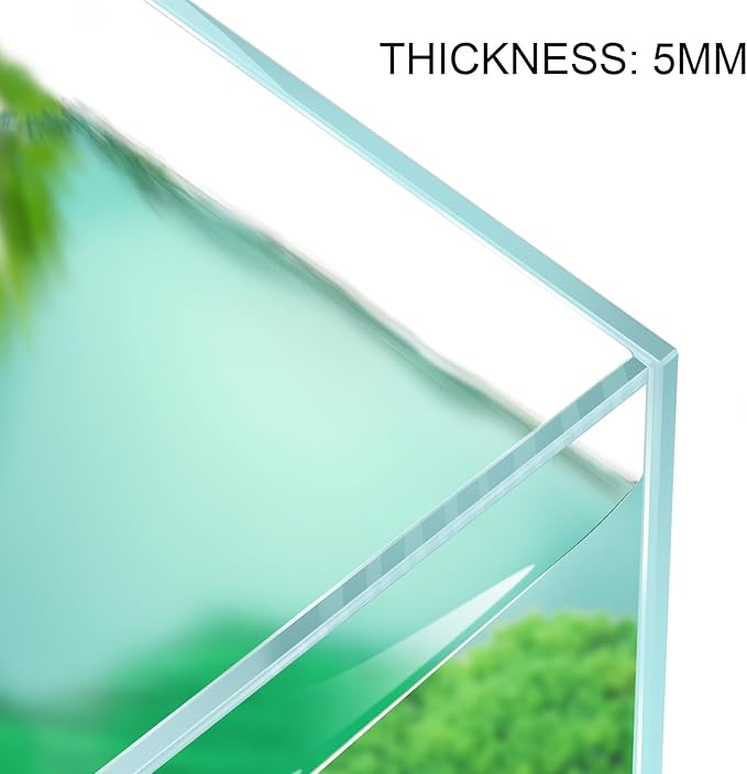 2.5 Gallon Rimless Aquarium Tank, Ultra Clear Low Iron Nano Fish Tank for Betta Shrimp, L11.8×W5.5×H9.8 Glass Thickness 5mm with EVA Foam Leveling Mat-PurrikoPets