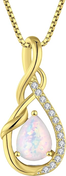 STARCHENIE Infinity Teardrop Pendant Necklace for Women 925 Sterling Silver Birthstone Jewelry