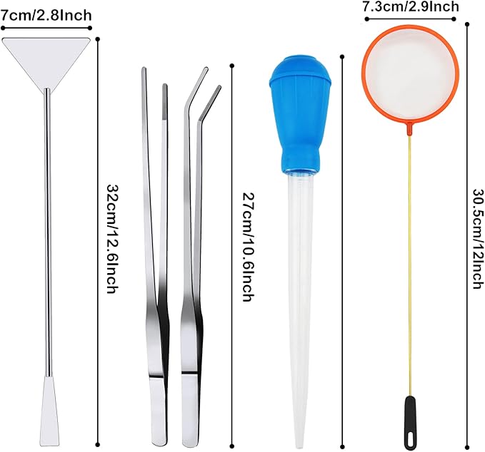 Fish Tank Cleaning Tools, 6 pcs Aquarium Cleaning Tools, Feeder Tools Kit, Aquarium Plants Cleaner, Algae Scraper for Glass Aquariums-PurrikoPets
