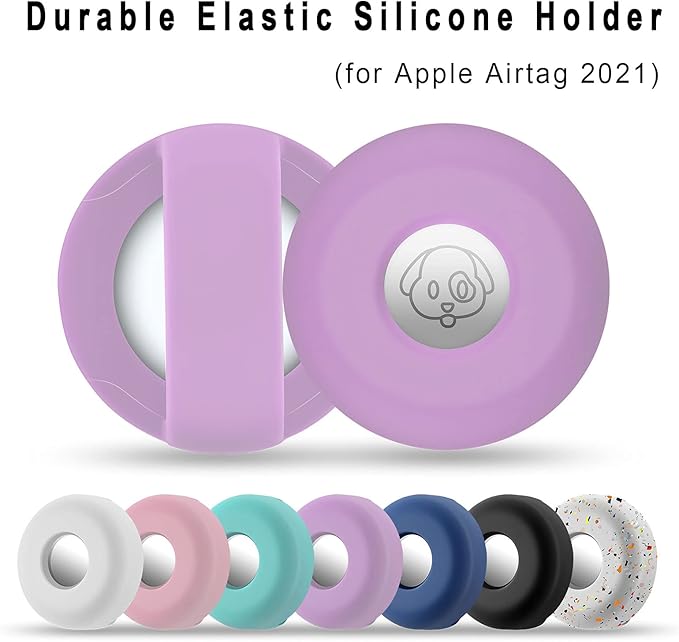 Airtag Holder for Dog Collar, Cibaabo Silicone Air Tag Case Cover Compatible with Apple Airtags for 0.8-1.2inch Cat Pet Collar Harness Loop-PurrikoPets