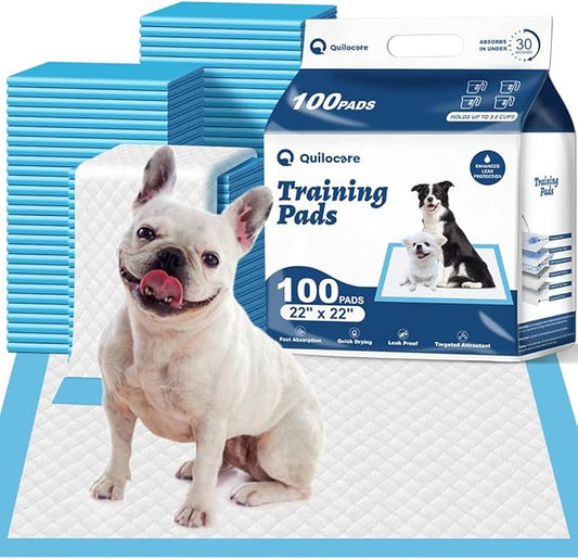 100 Count 22” x 22” Disposable Dog Pee Pads, Super Absorbent Leakproof Puppy Pads Quick Drying, Pee Pads for Dogs, Potty Dog Training Pads-PurrikoPets