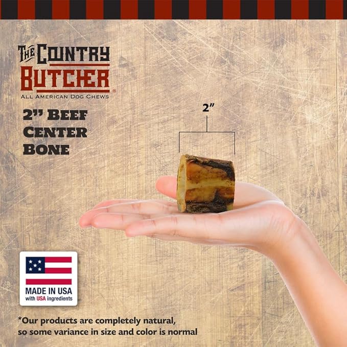 2" Beef Marrow Dog Bones for Aggressive Chewers, Small Breed Dog Treat, Natural, Tough, Chew Toy, Made in The USA, 6 Count-PurrikoPets