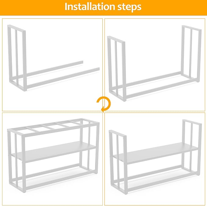 Akenow 55-75 Gallon Fish Tank Stand with Storage Shelf, 48.5 x14.9 x 29.2 Inch Aquarium Stand, Turtle Tank, Reptile Terrariums and Breeder Tank Stand,980LBS Capacity, White-PurrikoPets