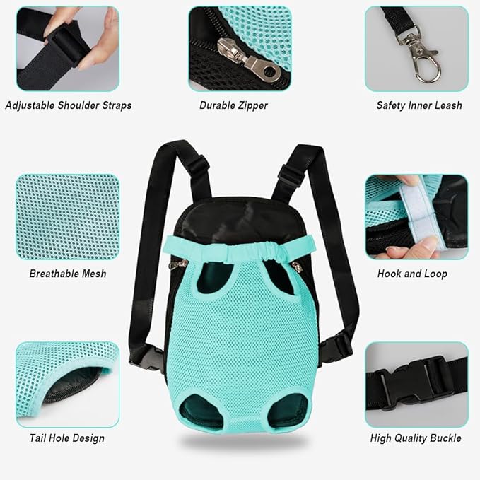 FEimaX Dog Carrier Backpack Pet Legs Out Front Cat Travel Bag, Adjustable Puppy Backpacks Carriers Hands-Free for Small Medium Dogs Cats Hiking Traveling Camping Daily Walking-PurrikoPets