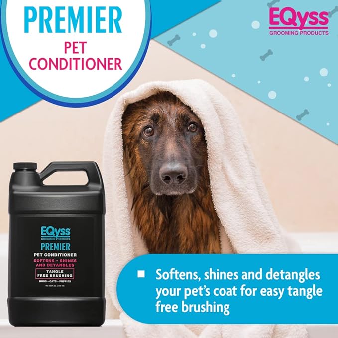 EQyss Premier Pet Conditioner - Moisturizes, Softens, & Conditions Dry Coat & Hair, Detangles & Adds Shine - for all Dogs, Cats, Puppies (128 oz)-PurrikoPets