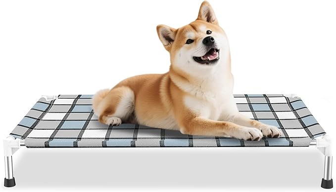 Elevated Outdoor Raised Dog Bed Outdoor Dogs Bed Lifted Pet Bed Dog Cot for Medium Pet Taste Life, Start with A Pet Bed 34'' x 20'' x 6.5''-PurrikoPets