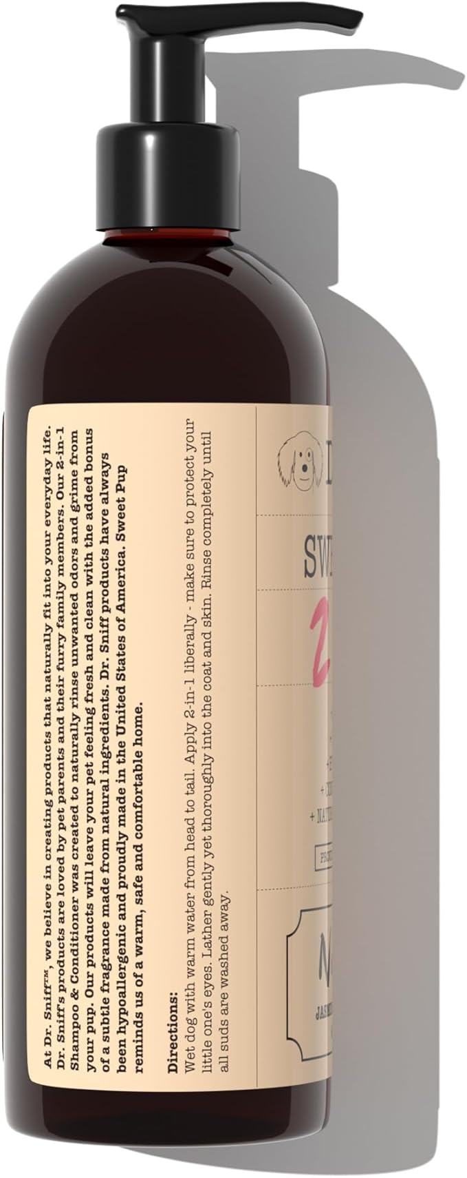 Dr. Sniff 2-in-1 Pet Shampoo & Conditioner, Ultimate Grooming Treatment for Dog & Cat Hair, Freshens Scent, Made in The USA, Sweet Pup Scent, 16 Oz-PurrikoPets