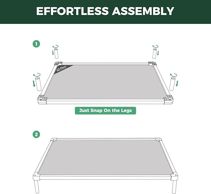 FXW TitanNest Chew-Proof Elevated Dog Bed, Raised Cot for Indoor/Outdoor/Camping Use, Durable & Waterproof Cooling Pet Bed for Small Dogs, 36.0" L x 24.0" W x 4.5" H, Black-PurrikoPets