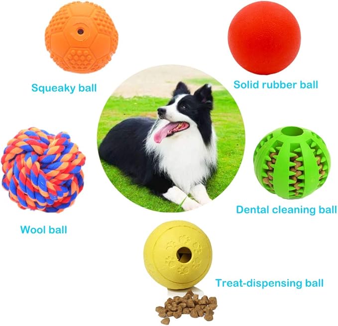 5 Different Functions Interactive Dog Puzzle Toys Balls for Medium Large Dogs, Food Treat Dispensing Dog Toys-PurrikoPets