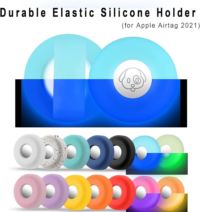 Airtag Holder for Dog Collar, Cibaabo Silicone Air Tag Case Cover Compatible with Apple Airtags for 0.8-1.2inch Cat Pet Collar Harness Loop-PurrikoPets