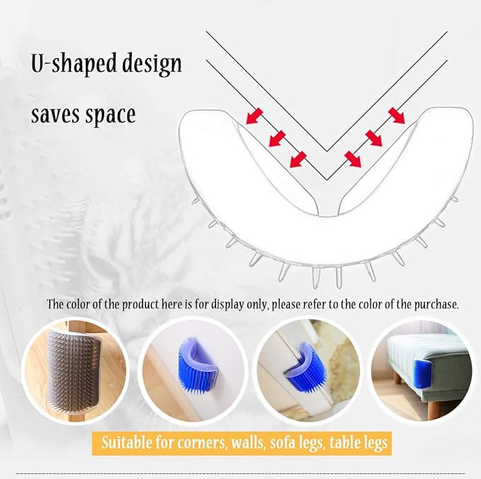 4 Pack Cat Self Groomer with Catnip Pouch,Cats Corner Massage Comb Grooming Brush Tool for Kitten Puppy (2 Black/2 Grey)-PurrikoPets