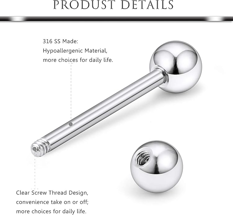 Hoeudjo 14Pcs 14G Surgical Steel Chain Dangle Nipple Rings Barbell Piercing Jewelry Retainer for Women