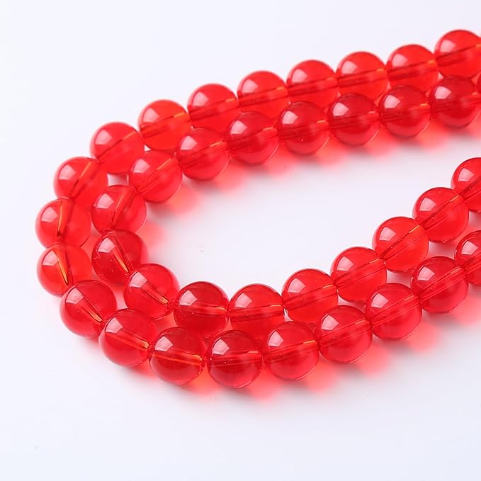 10mm 76pcs Red Glass Crystal Beads Stone for Jewelry Making Crystal Energy Healing Power Beads DIY Bracelet Necklace Accessories (Red Glass, 10mm)