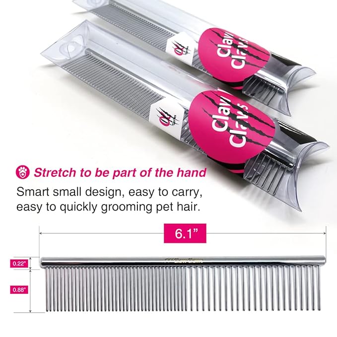 6.1" Comb with Rounded Ends Spine, Pet Comb for Professional Groomer Tool, for Short to Medium Haired Dog, Cat and other pets.-PurrikoPets
