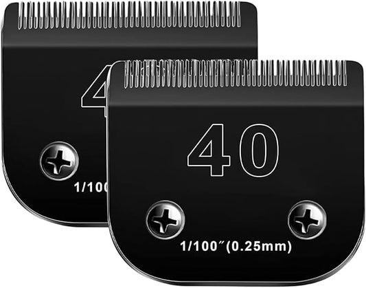 2PACK 40 Blades Dog Grooming Blades Compatible with Ainds/Oster A5/Wahl KM-10 Series Dog Clippers,Detachable Clipper Replacement Blade，Black-PurrikoPets