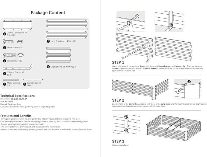 8x2x1ft Metal Raised Garden Bed Kit，Galvanized Garden Bed Box for Vegetables, Flowers, Herbs, and Succulents,120 Gallon Capacity - Green-PurrikoPets