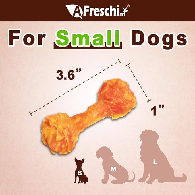 Afreschi Natural Turkey Tendon Bone (S) Pack of 4, Dog Treats for Signature Series, All Natural Human Grade Puppy Chew, USA-Sourced Turkey Tendon, Hypoallergenic, Rawhide Alternative-PurrikoPets