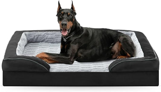 FURTIME Orthopedic Dog Bed for Extra Large Dogs - XL Plus Waterproof Dog Sofa Beds, Supportive Foam Pet Couch Bed with Removable Washable Cover, Waterproof Lining and Nonskid Bottom, Black-PurrikoPets