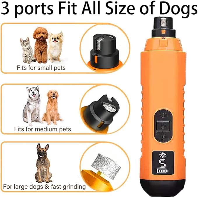 Dog Nail Grinder 5-Speed Upgrade - Professional Rechargeable pet Nail Trimmer with 2 LED Lights Ultra Quiet and Low Vibration Providing Painless Beauty for Large Medium and Small Dogs and Cats-PurrikoPets