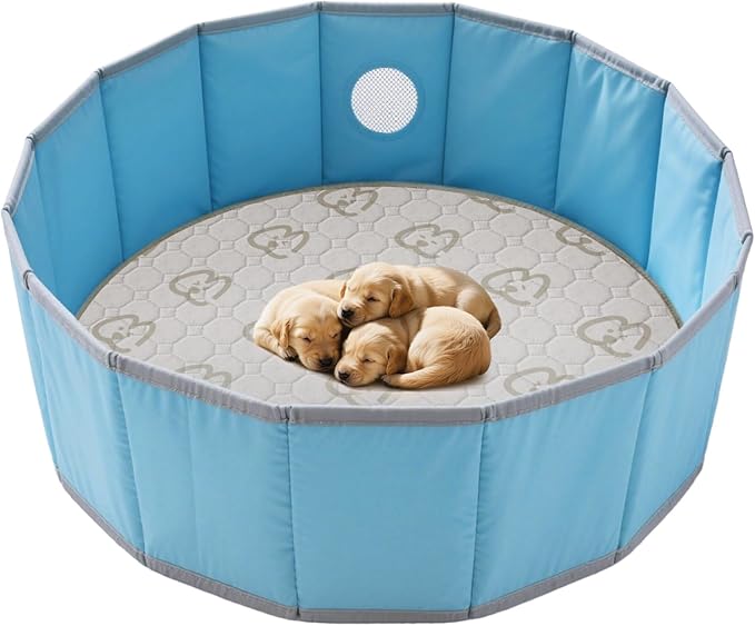 FXW Washable Pee Pads for Dogs, Puppy Pads with Super Absorbent, Specifically Designed for Whelping Box, 32" Round, Khaki, 1 Pack-PurrikoPets