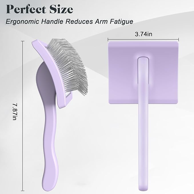 2PCS Slicker Brush for Dogs & Pet Comb,Professional Dog Grooming Brush (Goldendoodles,Poodles,Labradoodles) with Extra Long Pins to Effectively Remove Tangles, Knots and Mats (Light Purple)-PurrikoPets